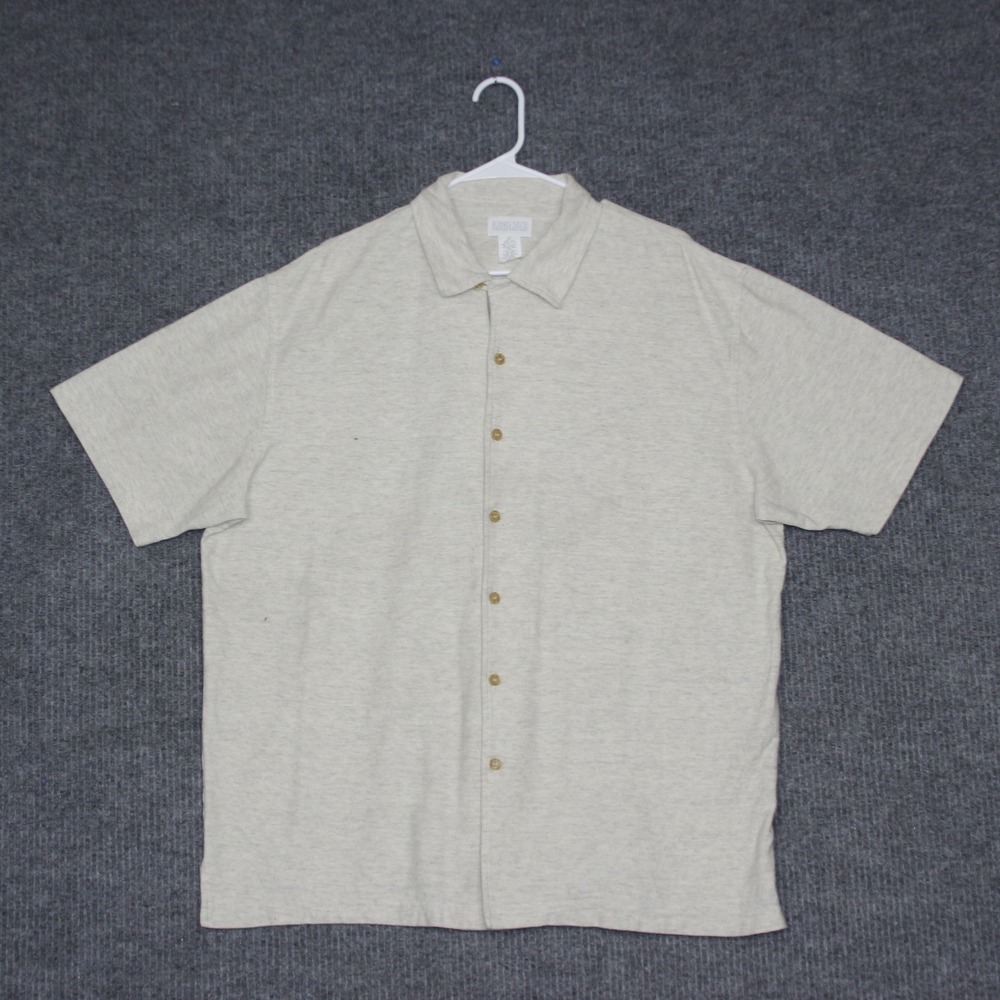 Vintage KING SIZE For Tall Big Men Heather Gray Short Sleeve Button‎ Up Shirt XL